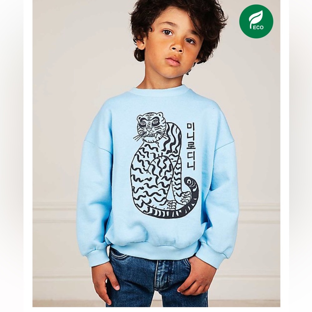 Mini Rodini Tiger Print Sweatshirt Blue 6-7 years
